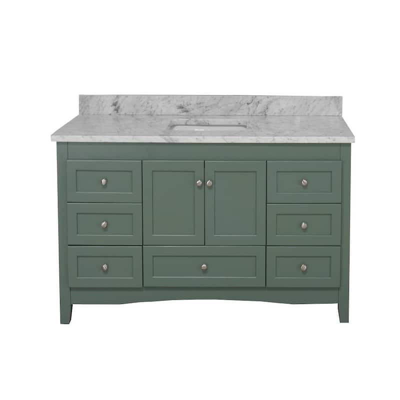KitchenBathCollection Abbey 60" Single Bathroom Vanity with Carrara Marble Top