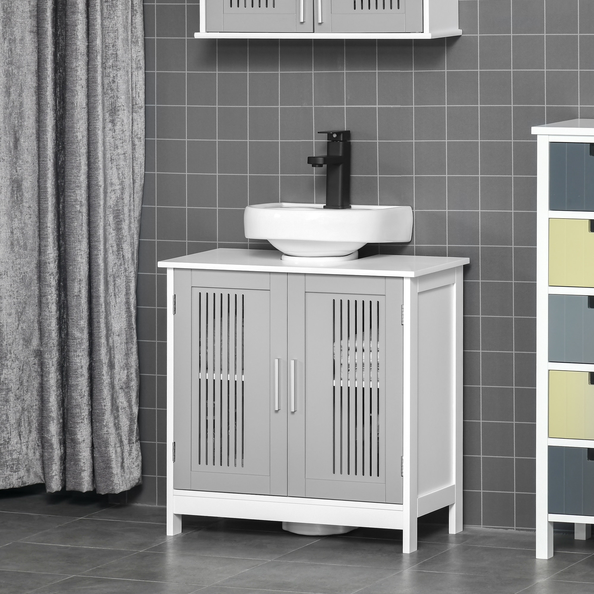 kleankin Pedestal Sink Storage Cabinet, Bathroom Under Sink