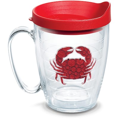 Tervis Red Crab Dots Made in USA Double Walled Insulated Travel Tumbler, Red Lid - 16oz Mug