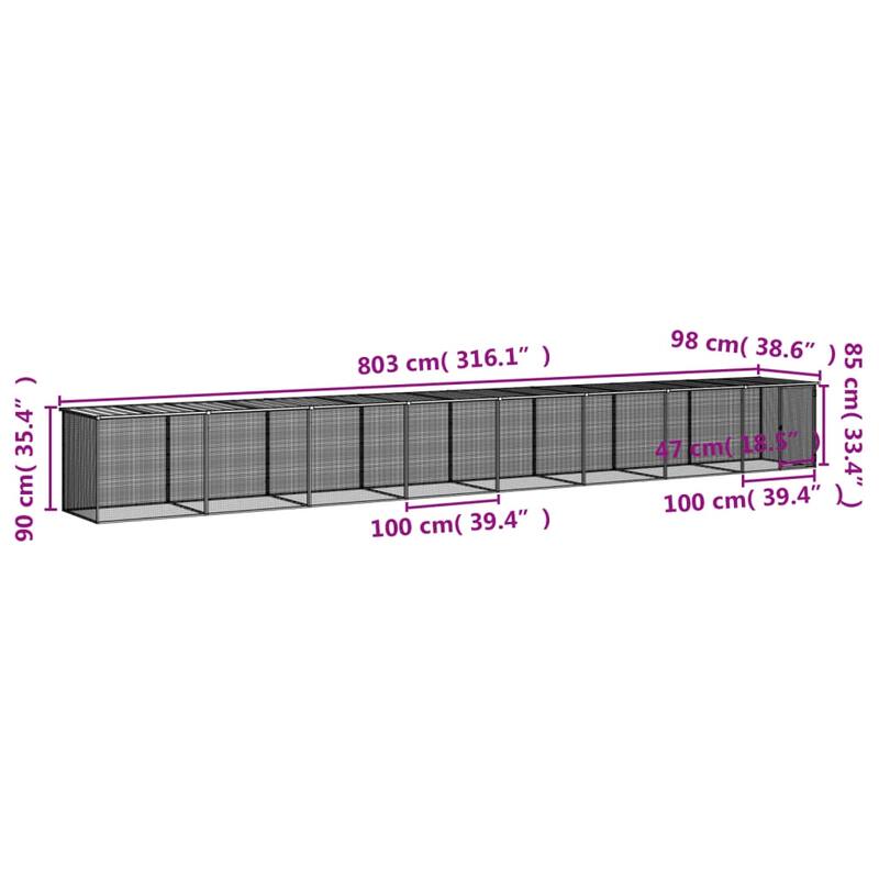 vidaXL Chicken Cage with Roof Metal Chicken Run Animal House Galvanized Steel