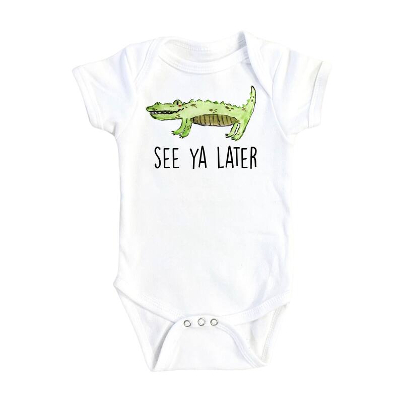 Alligator Green - Baby Boy Girl Clothes Infant Bodysuit Funny Cute Newborn - Natural - Newborn