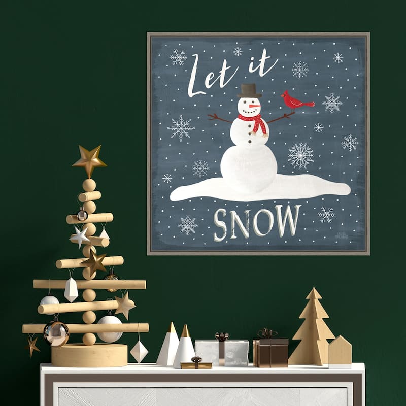 Christmas Cheer IV Let it Snow by Laura Marshall Framed Canvas Wall Art