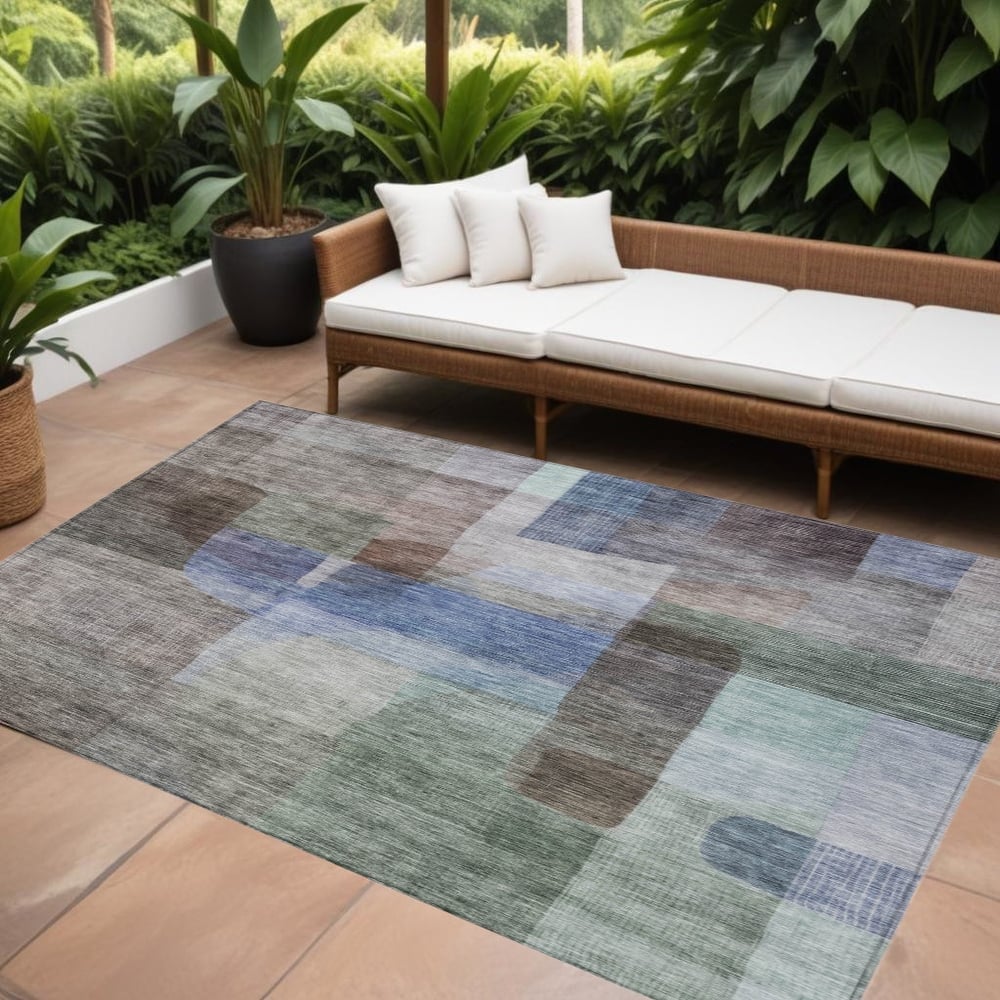 HomeRoots Abstract Transitional Rectangle Outdoor Rug