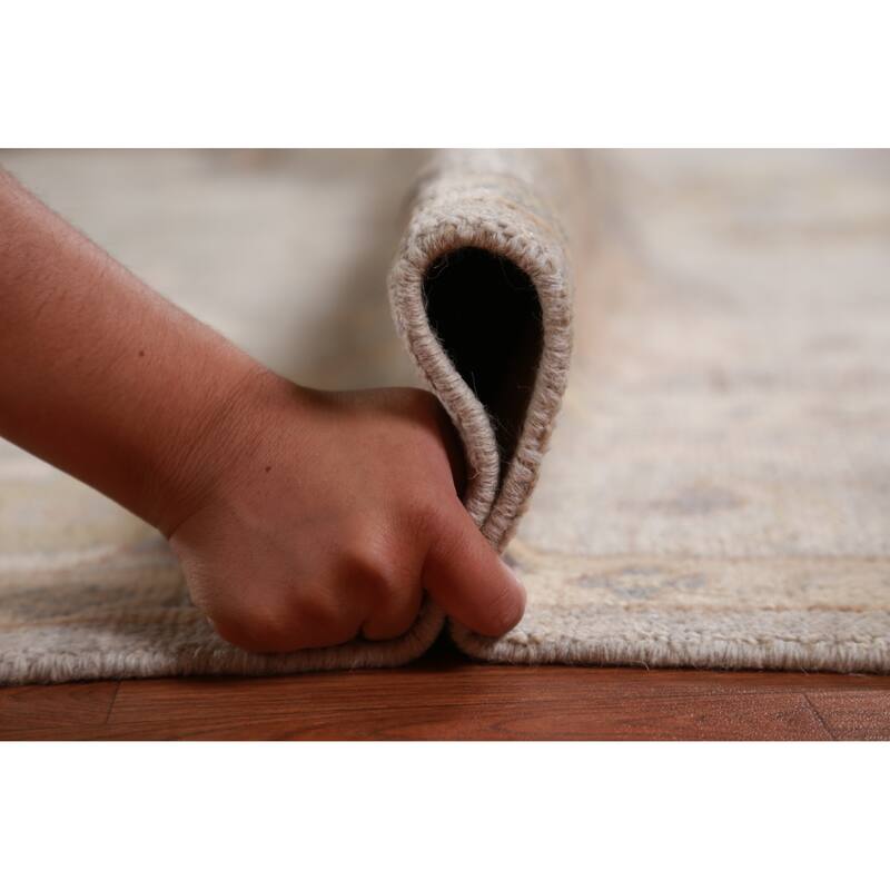 Hand Knotted Oriental 100% Wool Carpet Transitional All-Over Greys & Charcoal Oushak Area Rug - 9' 8'' X 8' 4''