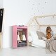 preview thumbnail 3 of 13, Costume RackOpen Hanging Armoire Closet with Mirror-PINK