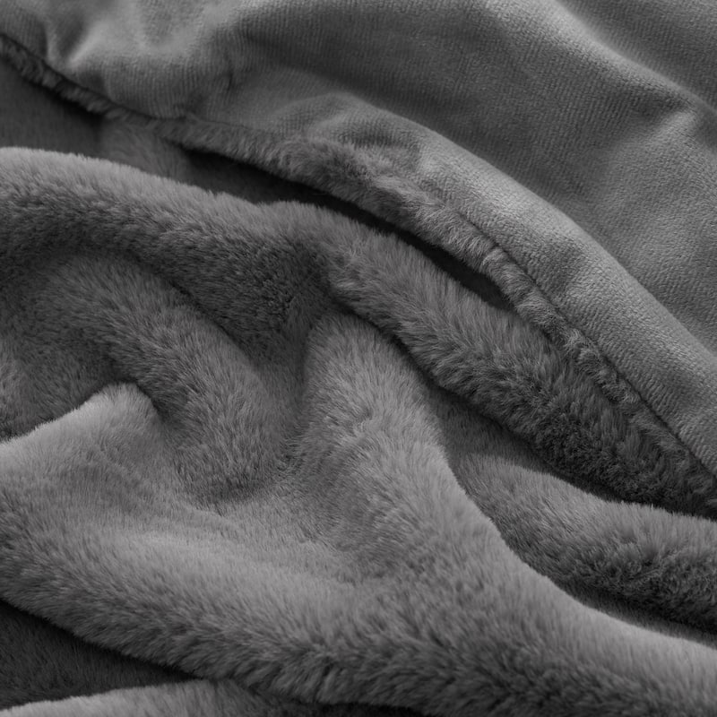 Lucky Brand Solid Synthetic Fur Rabbit 50" x 70" Throw Blanket