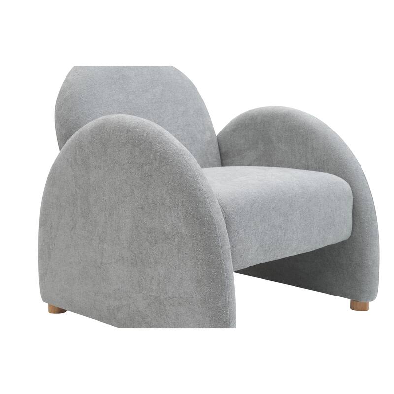 Modern Boucle Accent Armchair - Comfortable Upholstered Lounge Chair with Curved Armrests, Stylish Minimalist Chair