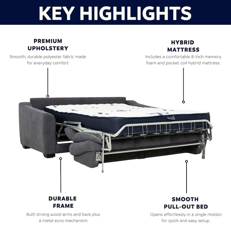 Stearns & Foster® Luca 83 in. Queen Pull Out Sofa Bed with 8 in. Hybrid Mattress