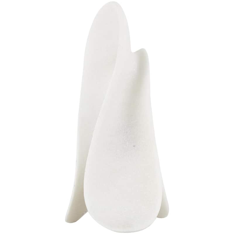 Polystone Abstract Wavy Shaped Decorative Sculpture with Cutouts and Speckled Texturing - White - Roche River Decor