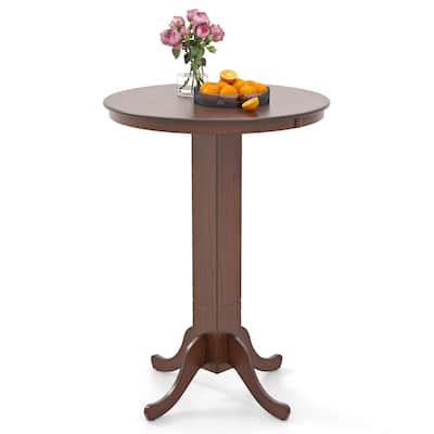 Costway 30 Inch Wood Pub Round Dining Table with Pedestal Base Kitchen - See Details