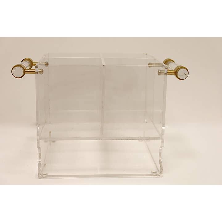 Acrylic Cutlery Holder with Clear Handles- 8.7" - Clear/Gold