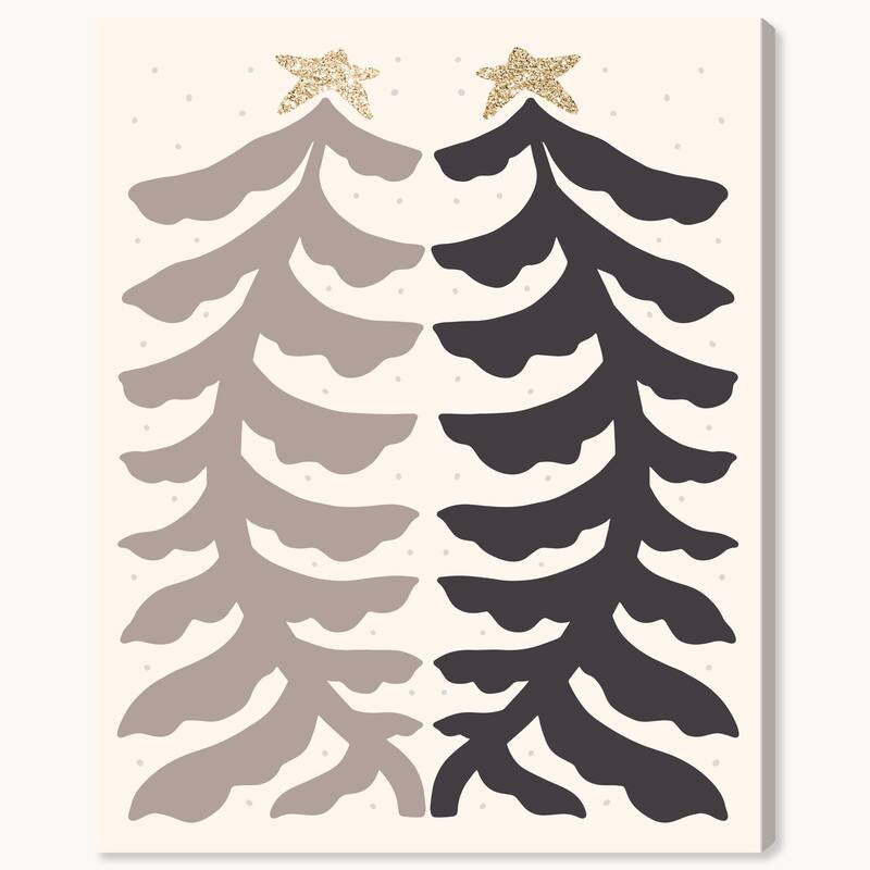 Wynwood Studio Canvas Holiday and Seasonal Ferns as Pines with Glitter Gray Glam Wall Art Canvas Print