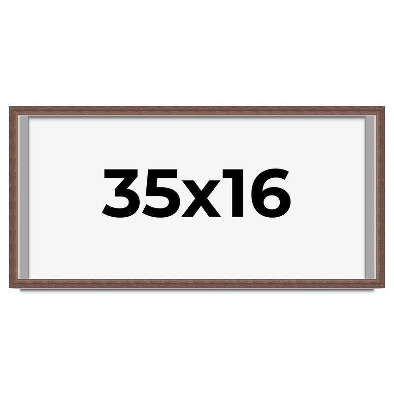 35x16 Shadow Box Frame Brown | 1.125 inches Deep Real Wood Rustic