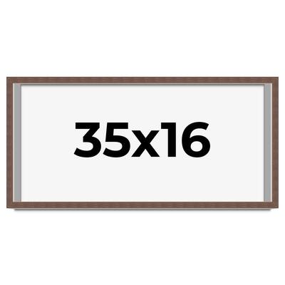 35x16 Shadow Box Frame Brown | 1.125 inches Deep Real Wood Rustic