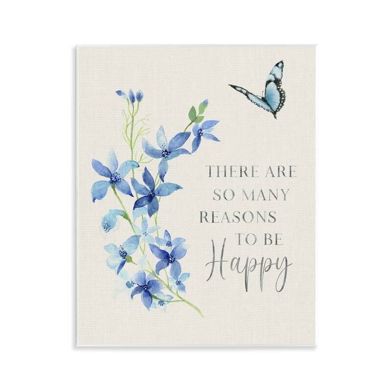 Stupell Reasons To Be Happy Floral Wall Plaque Art Design By Janet Tava - 11 x 14