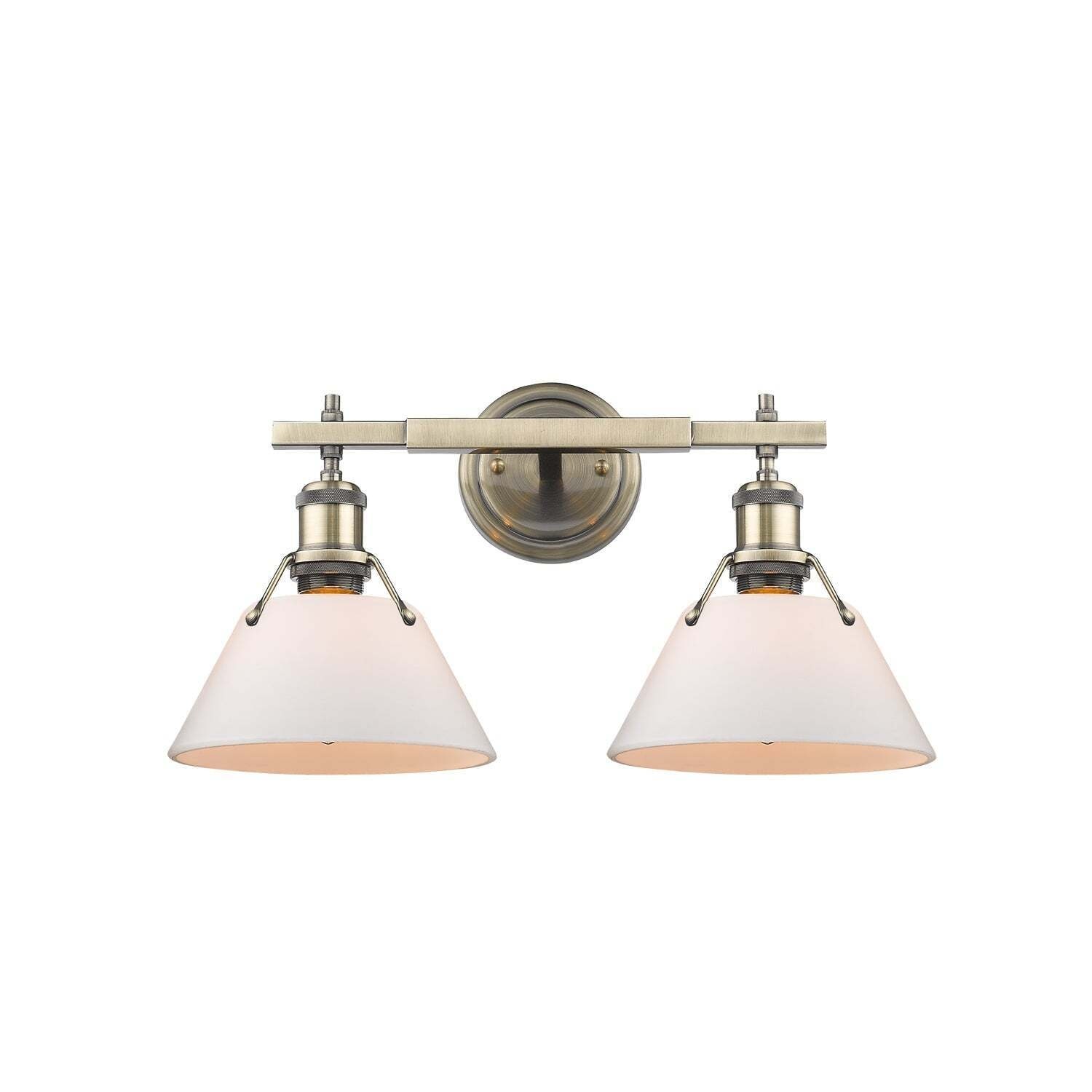 Golden Lighting Orwell 2-Light Vanity Light - Aged Brass - Opal Glass