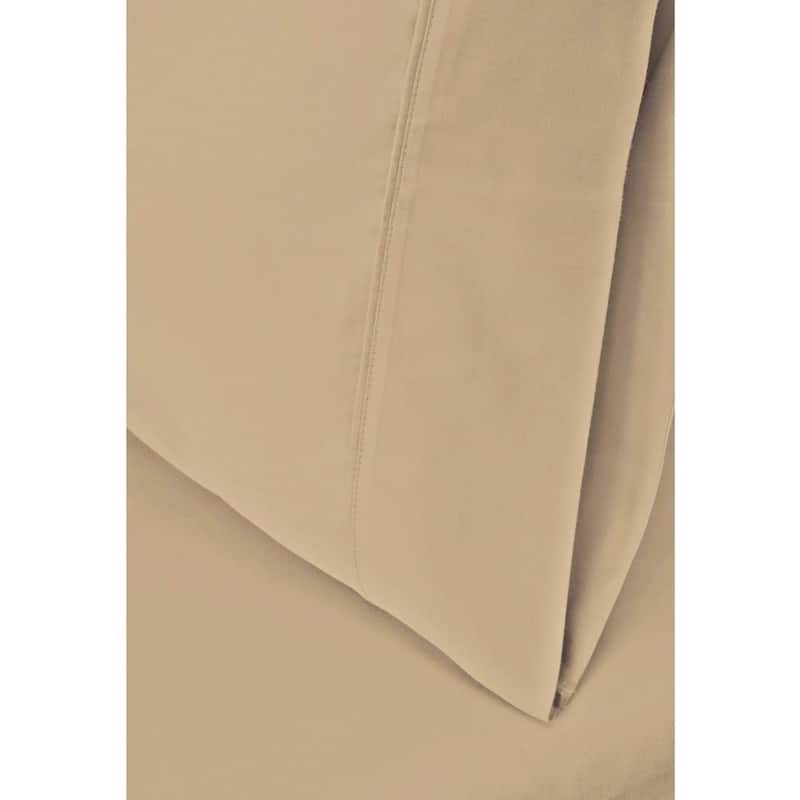 Superior Egyptian Cotton Solid Sateen Bed Sheet Set - King Pillowcase Set - Tan
