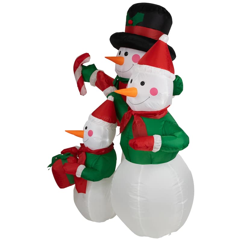 Inflatable Lighted Snowman Family Christmas Yard Art Decoration - 4'