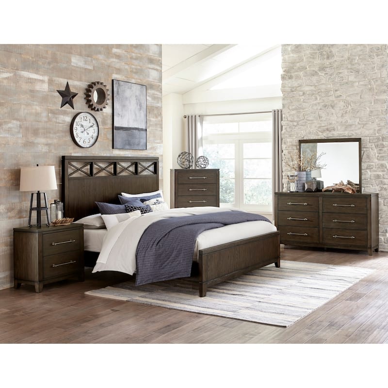 1pc Nightstand of 2 Drawers Dark Brown Finish