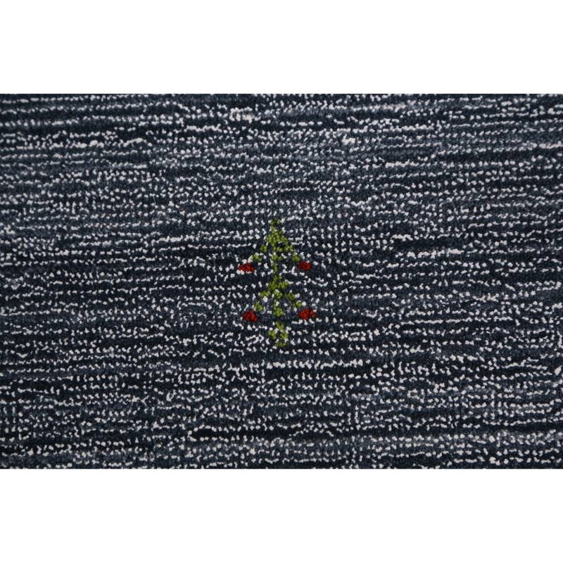 Hand Knotted Oriental 100% Wool Carpet Tribal Animal Pictorial Navy Blue & Blues Gabbeh Area Rug - 7' 7'' X 5' 3''