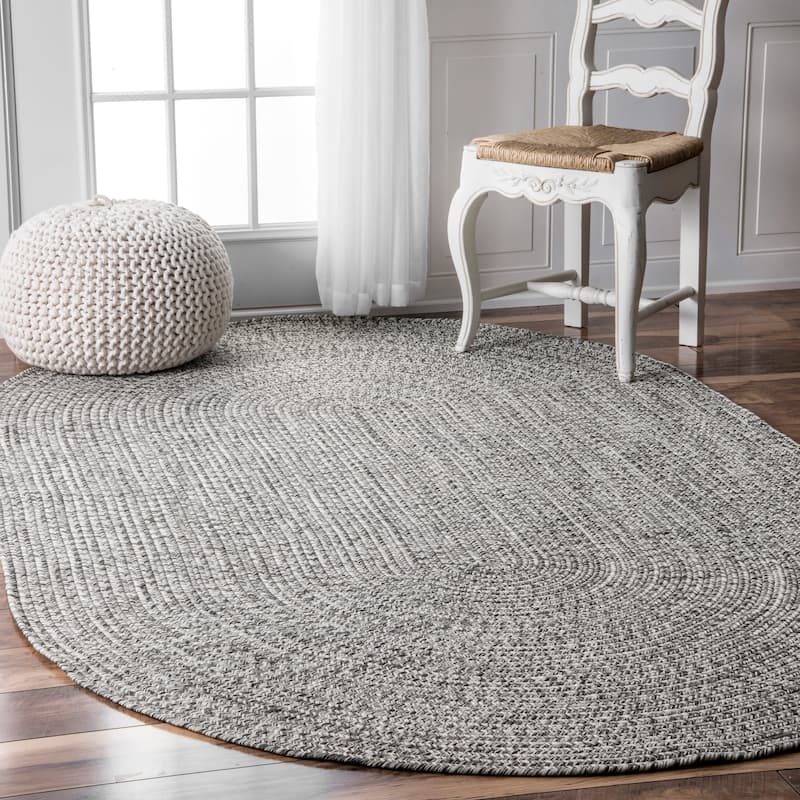 Nuloom Wynn Braided Indoor/Outdoor Area Rug - 5' x 8' Oval - Salt and Pepper