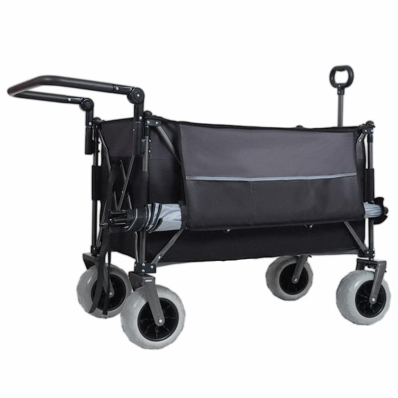 Multi-Functional Push-Pull Folding Wagon Cart with Rotating Handle & 9"x4" Beach Tires