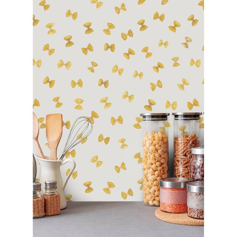 Rachel Antonoff White Pasta Peel Stick Wallpaper