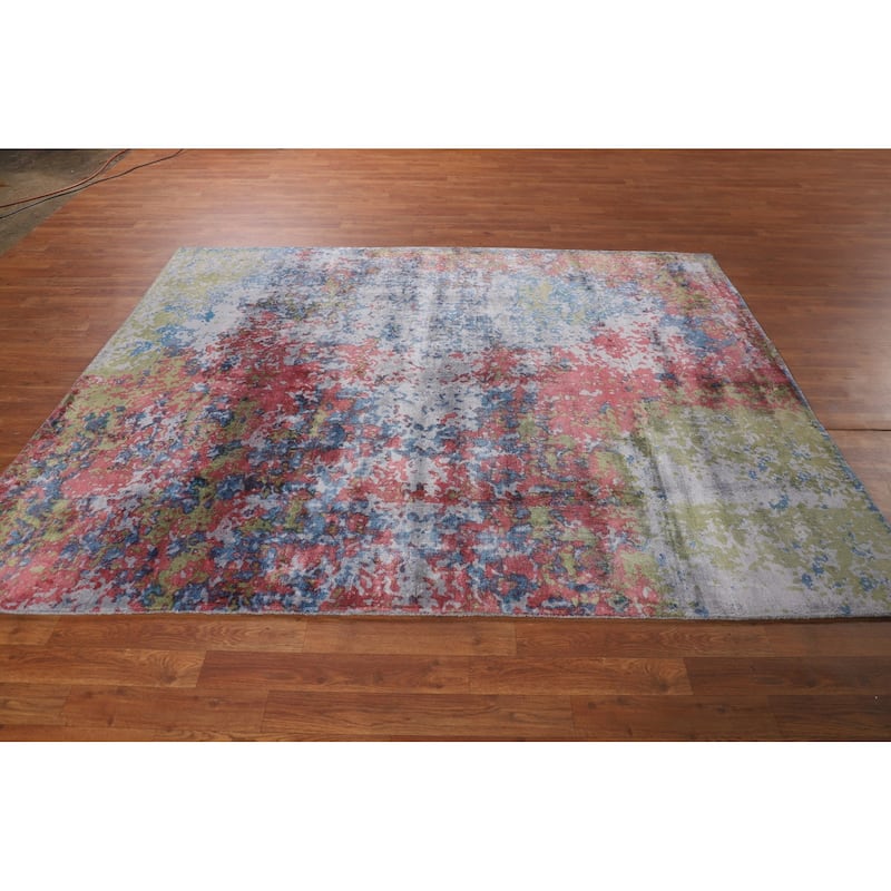 Multicolor Modern Abstract Area Rug Handmade Wool Carpet - 6'1" X 7'8"