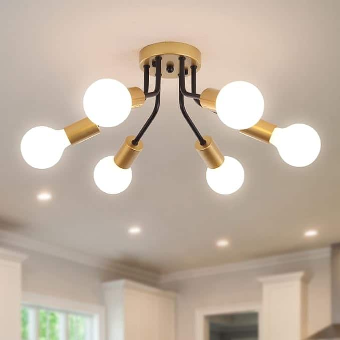 6-Light Semi Flush Mount Light Chandelier for Kitchen Hallway Entryway