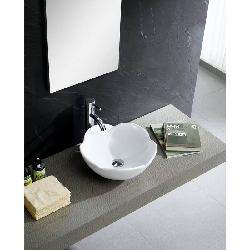 Fine Fixtures White Ceramic Chinaware 15.5-inch Vessel Sink