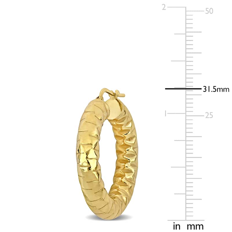Miadora Yellow Plated Sterling Silver Hoop Earrings