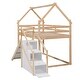 preview thumbnail 27 of 28, Functional Twin over Twin Wooden House Bunk Kids Bed with Slide,Guardrail and Storage Staircase