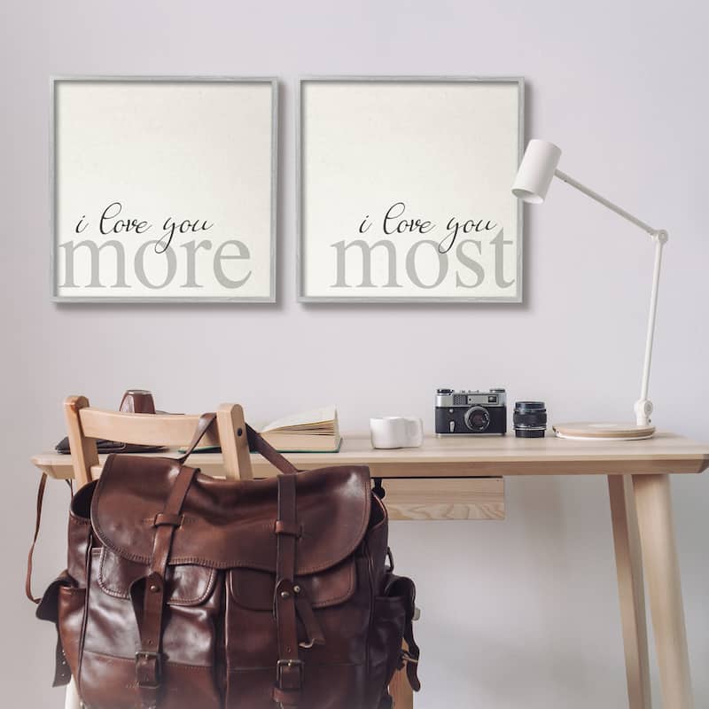 Stupell I Love You More Most Romantic Sentiment Typography 2 Piece Framed Wall Art, Design by Daphne Polselli