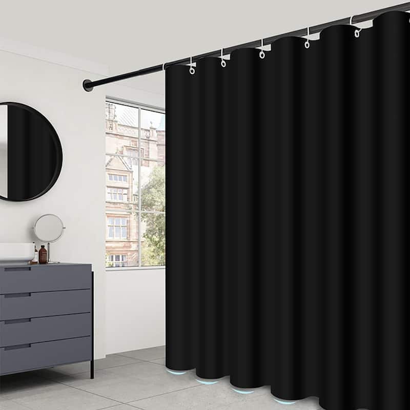 Fabric Shower Curtain Liner, Waterproof Hotel Quality, 72"x72", Black