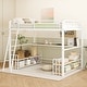 preview thumbnail 1 of 24, Twin/Full Size Metal Loft Bed with Ladder and Built-in Long Desk, Kids Storage Bed Frame with Shelves and USB Ports Full