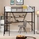 preview thumbnail 4 of 15, Twin Size Metal Loft Bed with L-Shaped Desk & Shelf & Full-Length Guardrail & Ladders