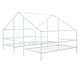 preview thumbnail 7 of 18, Double Twin Size Metal Kids Platform Bed Frame, Modern House Bed with Built-in Small Bedside Table