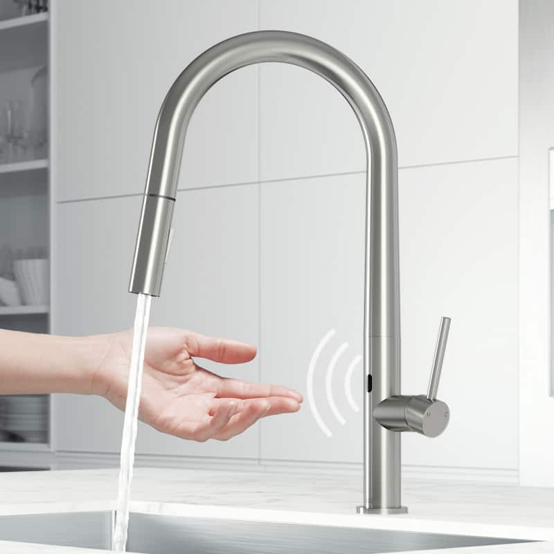 VIGO Greenwich 18" H Single Handle Pull-Down Sprayer Kitchen Faucet with Touchless Sensor