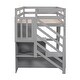 preview thumbnail 5 of 16, Twin Loft Bed with Storage Staircase & Window, Gray