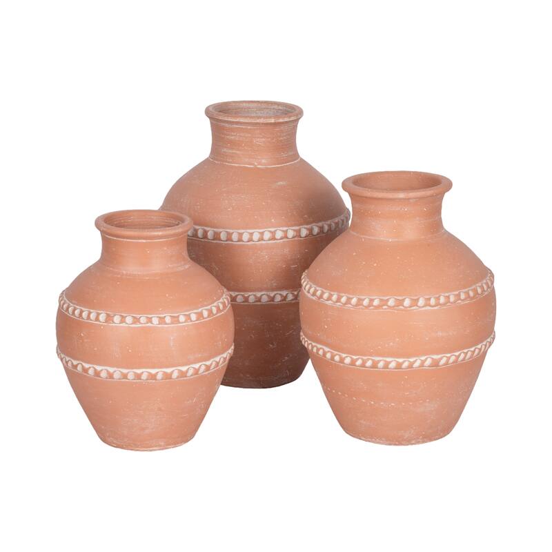 Pottery Terracotta Vase Artisan Style Traditional Classic Silhouette
