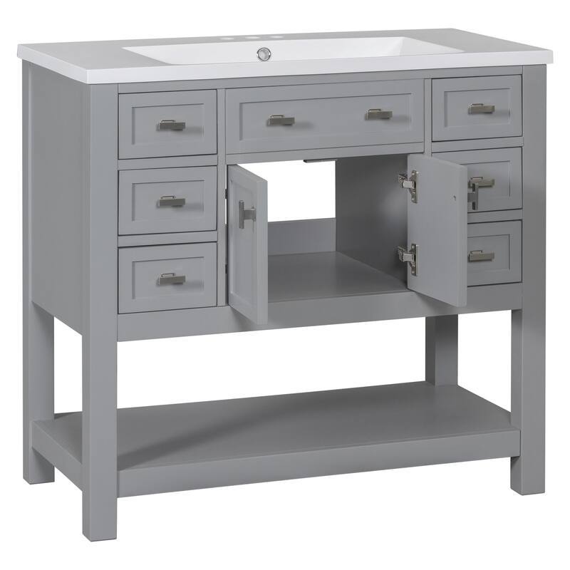 36'' Freestanding Bathroom Vanity Set with Integrated Ceramic Sink and Drawers - 36'' X 34''