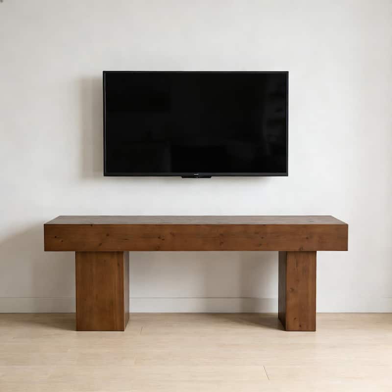 Solid Wood Television Stand for 55/60/65/75 Inch TVs, TV Entertainment Center Media Console Table for Living Room Bedroom - Brown