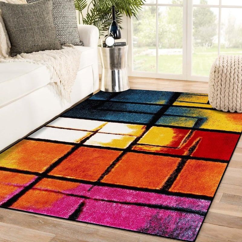 Luxe Weavers Abstract Geometric Grid Area Rug
