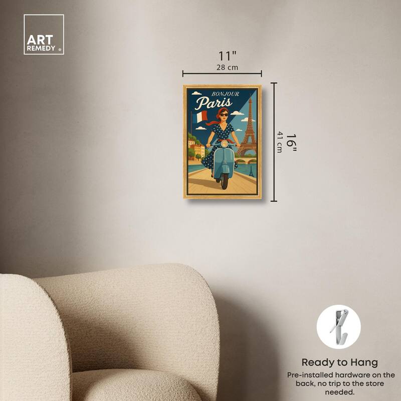 Scooter French Travel Canvas by Art Remedy