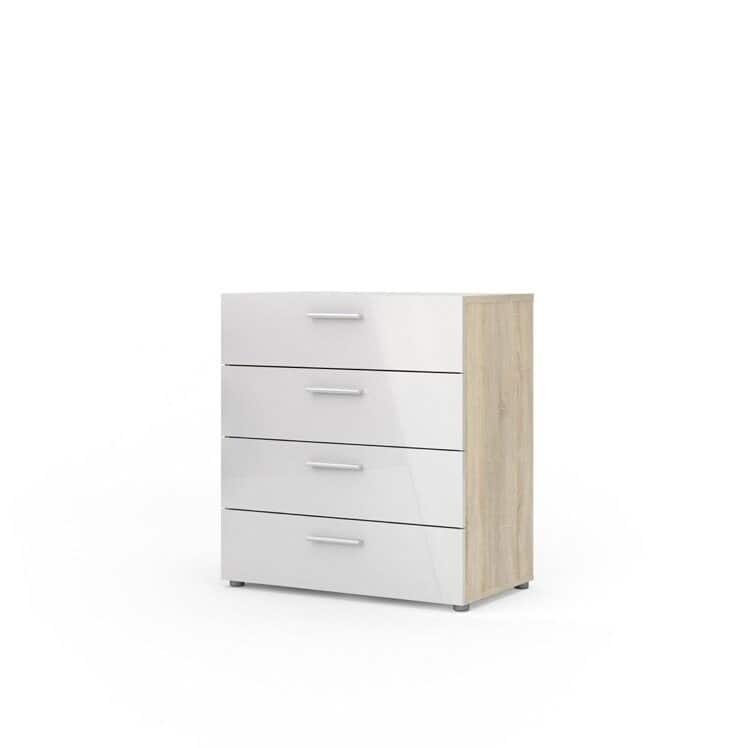 Porch & Den Angus Contemporary 4-drawer Engineered Wood Chest - Oak Structure/White High Gloss