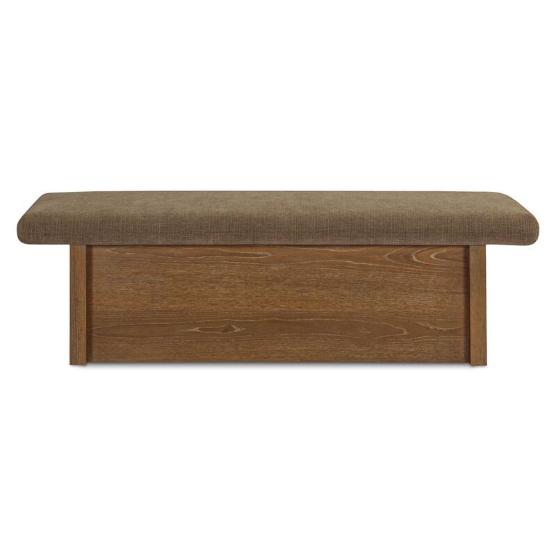 Title: NADAAL STUDIOS Nadaal Orielle Storage Bench, Linen‑Blend Chenille Seat with Oak Veneer Base Oat