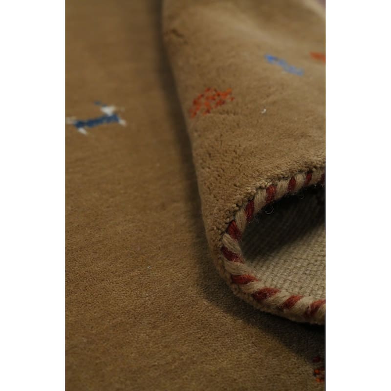 Hand Knotted Oriental 100% Wool Carpet Tribal Animal Pictorial Brown Gabbeh Runner Rug - 8' 1'' X 2' 7''