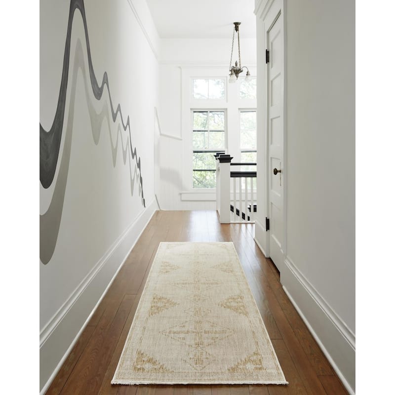 Livabliss Emory Global Medallion Area Rug - Tan/Grey - 6' 11" x 6' 11" Round
