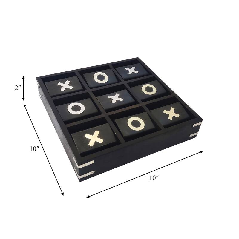 Sagebrook Home Wood, 10X10 Revolving Tic Tac Toe, Square, 2"H, Solid Color - 10" x 10" x 2"
