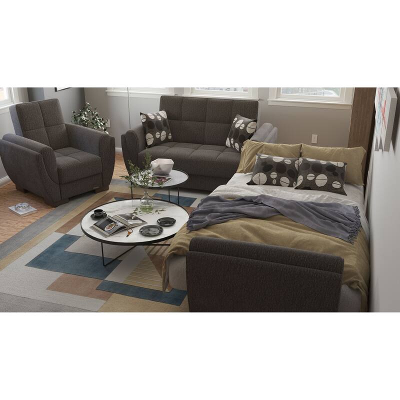 Collection Upholstered Convertible Loveseat With Storage